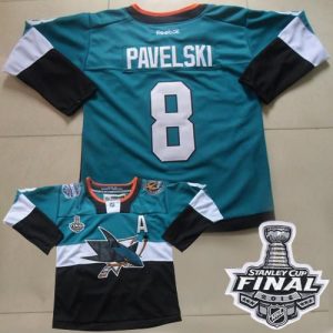 Sharks #8 Joe Pavelski Teal Black 2015 Stadium Series 2016 Stanley Cup Final Patch Stitched NHL Jersey