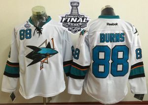 Sharks #88 Brent Burns White 2016 Stanley Cup Final Patch Stitched NHL Jersey