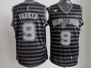 Spurs #9 Tony Parker Black Grey Groove Stitched NBA Jersey