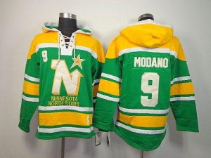 Stars #9 Mike Modano Green Sawyer Hooded Sweatshirt Embroidered NHL Jersey