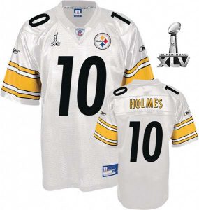 Steelers #10 Santonio Holmes White Super Bowl XLV Embroidered NFL Jersey