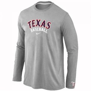 Texas Rangers Long Sleeve MLB T-Shirt Grey