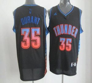 Thunder #35 Kevin Durant Black Embroidered NBA Vibe Jersey