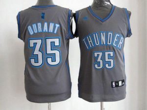 Thunder #35 Kevin Durant Grey Graystone Fashion Embroidered NBA Jersey