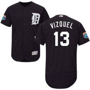 Tigers #13 Omar Vizquel Navy Blue Flexbase Authentic Collection Stitched MLB Jersey