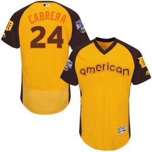 Tigers #24 Miguel Cabrera Gold Flexbase Authentic Collection 2016 All-Star American League Stitched MLB Jersey