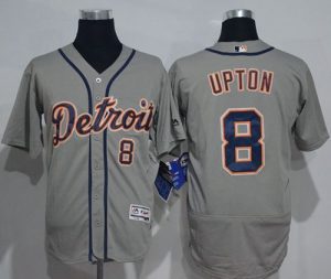 Tigers #8 Justin Upton Grey Flexbase Authentic Collection Stitched MLB Jersey