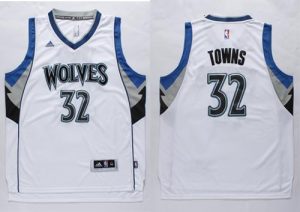 Timberwolves #32 Karl-Anthony Towns White Stitched NBA Jersey