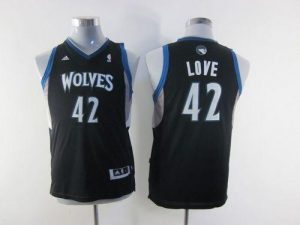 Timberwolves #42 Kevin Love Black Stitched Youth NBA Jersey