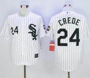 White Sox #24 Joe Crede White Throwback Stitched MLB Jersey