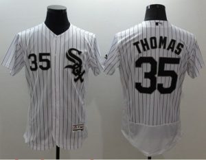 White Sox #35 Frank Thomas White(Black Strip) Flexbase Authentic Collection Stitched MLB Jersey