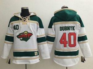 Wild #40 Devan Dubnyk White Sawyer Hooded Sweatshirt Stitched NHL Jersey