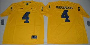 Wolverines #4 Jim Harbaugh Gold Jordan Brand Limited Stitched NCAA Jersey