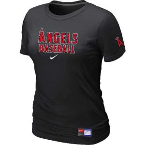 Women's Los Angeles Angels Nike Short Sleeve Practice MLB T-Shirts Black