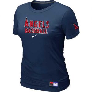 Women's Los Angeles Angels Nike Short Sleeve Practice MLB T-Shirts Midnight Blue