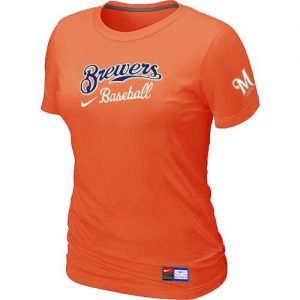 Women's Milwaukee Brewers Nike Short Sleeve Practice MLB T-Shirts Orange