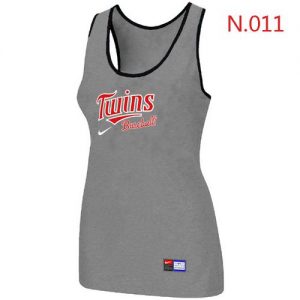 Women's Nike Minnesota Twins Tri-Blend Racerback Stretch Tank Top Light Grey