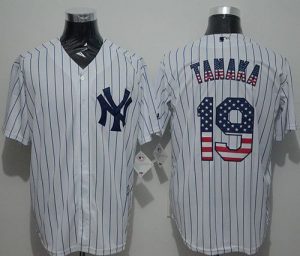 Yankees #19 Masahiro Tanaka White Strip USA Flag Fashion Stitched MLB Jersey