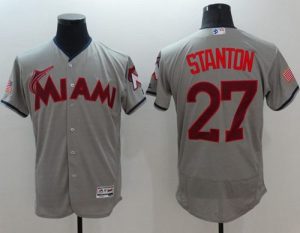 marlins #27 Giancarlo Stanton Grey Fashion Stars & Stripes Flexbase Authentic Stitched MLB Jersey