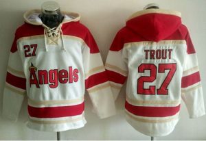 Angels of Anaheim #27 Mike Trout White Sawyer Hooded Sweatshirt MLB Hoodie