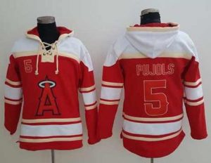 Angels of Anaheim #5 Albert Pujols Red Sawyer Hooded Sweatshirt MLB Hoodie