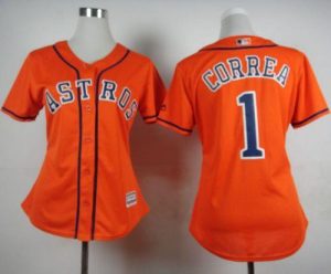 Astros #1 Carlos Correa Orange Alternate Women's Stitched MLB Jersey