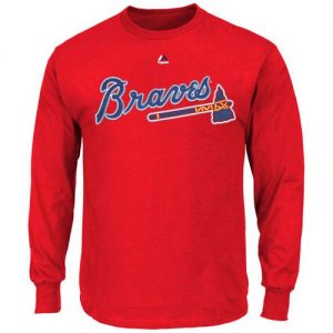 Atlanta Braves Majestic New Wordmark Long Sleeves T-Shirt Red