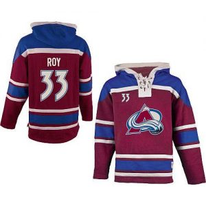 Avalanche #33 Patrick Roy Red Sawyer Hooded Sweatshirt Embroidered NHL Jersey