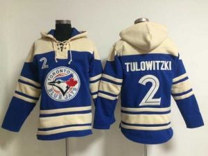 Blue Jays #2 Troy Tulowitzki Blue Sawyer Hooded Sweatshirt MLB Hoodie