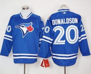 Blue Jays #20 Josh Donaldson Blue Long Sleeve Stitched MLB Jersey