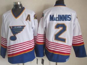 Blues #2 Al MacInnis White Light Blue CCM Throwback Stitched NHL Jersey