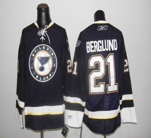 Blues #21 Berglund Dark Blue Embroidered NHL Jersey