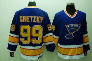 Blues #99 Wayne Gretzky Embroidered Blue CCM Throwback NHL Jersey