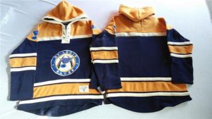 Blues Blank Navy Blue Gold Sawyer Hooded Sweatshirt Stitched NHL Jersey