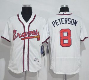 Braves #8 Jace Peterson White Flexbase Authentic Collection Stitched MLB Jersey