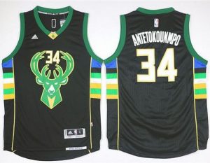 Bucks #34 Giannis Antetokounmpo Black Alternate Stitched NBA Jersey