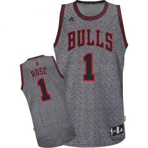 Bulls #1 Derrick Rose Grey Static Fashion Embroidered NBA Jersey