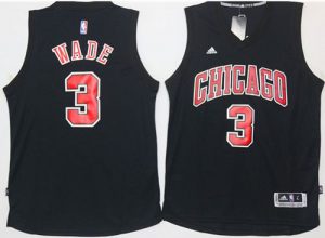 Bulls #3 Dwyane Wade Black Fashion Stitched NBA Jersey