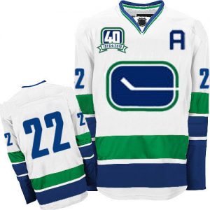 Canucks D.sedin #22 Embroidered White Third 40TH Patch NHL Jersey