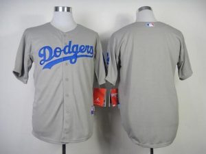 Dodgers Blank Grey w 50th Anniversary Dodger Stadium Patch Stitched MLB Jersey