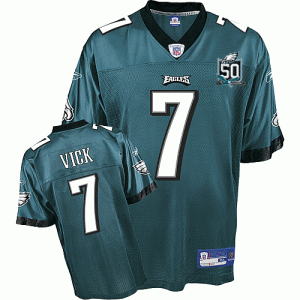 Eagles Michael Vick #7 Green Stitched Team 50TH Anniversary Patch NFL Jersey