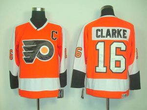 Flyers #16 Clarke Orange CCM Throwback Embroidered NHL Jersey