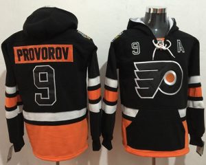 Flyers #9 Ivan Provorov Black Name & Number Pullover NHL Hoodie