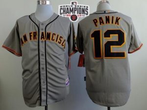 Giants #12 Joe Panik Grey Road Cool Base W 2014 World Series Champions Stitched MLB Jersey