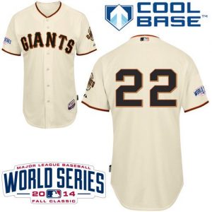 Giants #22 Will Clark Cream Home Cool Base W 2014 World Series Patch Stitched MLB Jersey