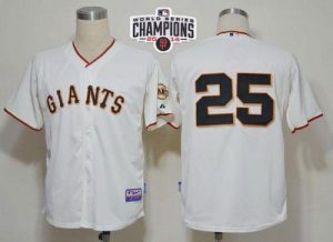 Giants #25 Barry Bonds Cream Cool Base W 2014 World Series Champions Patch Stitched MLB Jersey