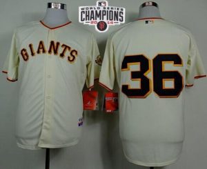 Giants #36 Gaylord Perry Cream Home Cool Base W 2014 World Series Champions Stitched MLB Jersey