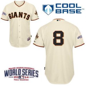 Giants #8 Hunter Pence Cream Cool Base W 2014 World Series Patch Stitched MLB Jersey