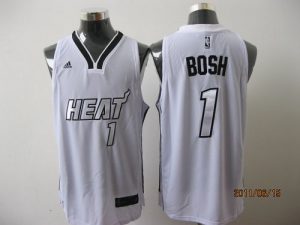 Heat #1 Chris Bosh White Silver No. Stitched NBA Jersey