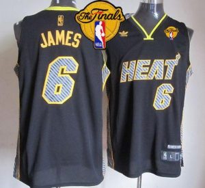 Heat #6 LeBron James Black Electricity Fashion Finals Patch Embroidered NBA Jersey